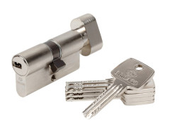 CYLINDRE SERRURE 30+30MM ASTRAL LAITON NICKELE + 5 CLE