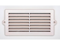 GRILLE AERATION ENCASTRER 6.1X13CM ABS BLANC + MOUSTIQUAIRE