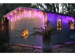 RIDEAU LUMINEUX TOITUR 80 LED RGB MULTICOL ANIME CABLE TRANSP 600X40CM
