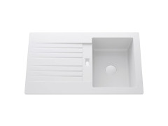 EVIER A ENCASTRER SOLO 1 BAC +1 EGOUTTOIR L.86XP.50CM RESINE BLANC