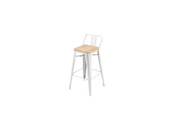 TABOURET OXFORD ACIER ACACIA BLANC