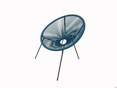 FAUTEUIL ACAPULCO ACIER ET POLYETHYLENE NOIR BLEU MIAMI