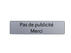 PLAQUE PAS DE PUB POLYCARBONATE ADHESIF 75X25MM