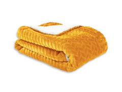 PLAID CHEVRON DOS SHERPA MOUTARDE 180X220