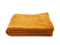 PLAID CHENILLE FRANGE MOUTARDE 130X170CM