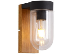 APPLIQUE EXTETRIEUR CABAR E27 METAL NOIR + BOIS