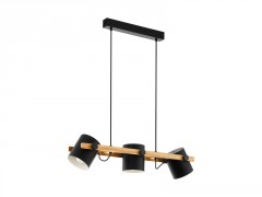 SUSPENSION HORNWOOD INDUSTRIEL 3XE27 L780 ACIER INOXYDABLE BOIS METAL