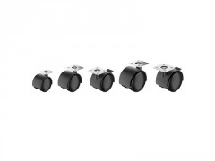 ROULETTE FIXE PLAT FREIN NOIR DIAMETRE 40MM