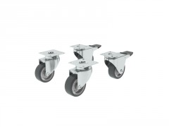 ROULETTE PIVOTANTE PLATINE LOT DE 4 + 2 FREINS GRIS DIAMETRE 50MM