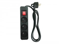 BLOC 3 PRISES INTERRUPTEUR L. 1.50M NOIR