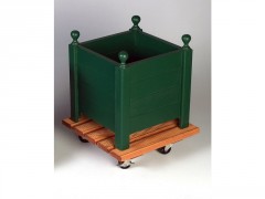 SUPPORT POT AVEC ROULETTE BOIS 40X40