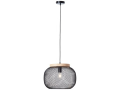 SUSPENSION GIADA E27 D39 METAL NOIR / BOIS BRILLIANT