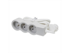 MULTIPRISE 3 PRISES TERRE 1,5M BLANC/GRIS