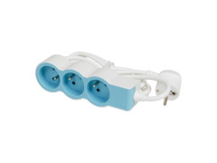 MULTIPRISE 3 PRISES TERRE 1,5M BLANC/BLEU