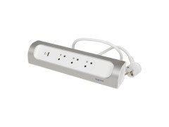 MULTIPRISE ANGLE 3 PRISES + USB ALU BLANC