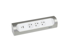 MULTIPRISE ANGLE 3 PRISES + USB BLANC