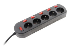 MULTIPRISE FILAIRE 5PRISES 6INTER HO5VVF 2M ZENITECH NOIR