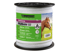 RUBAN CLOTURE ELECTRIQUE BLANC ET VERT 40MM/200M PADDOCK BEAUMONT