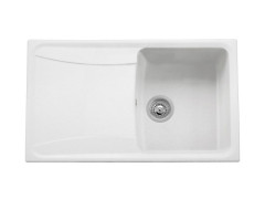 EVIER A ENCASTRER ROXANA 1 BAC+1 EGOUTTOIR L86XP50CM GRANIT+RES BLANC