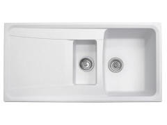 EVIER A ENCASTRER ROXANA1.5BAC+1 EGOUTTOIR L98XP50CM GRANIT+RES BLANC