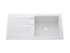EVIER A ENCASTRER SOLO 1 GRD BAC +1 EGOUTTOIR L100XP50CM RESINE BLANC