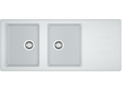 EVIER A ENCASTRER TIMOR 2 BAC+1 EGOUTTOIR L116XP50CM GRANIT+RES BLANC