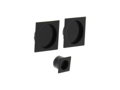 POIGNEE DE PORTE COULISSANTE CARREE ENCASTRE ZAMAK MAT NOIR KIT