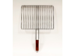 GRILLE BARBECUE DOUBLE 40X29CM MANCHE BOIS