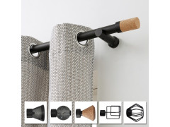 BARRE A RIDEAU BOIS D28 1M50 NOIR MAT