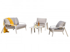 SALON BAS DE JARDIN ALUMINIUM BLANC IBIZA DCB GARDEN 5 PERSONNES