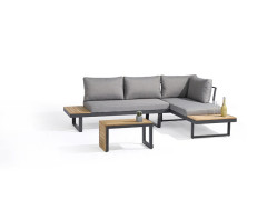 SALON BAS DE JARDIN EN ALUMINIUM TOKYO GRIS ANTHRACITE 4 PERSONNE