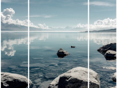 TRIPTYQUE RIVIERE AVEC ROCHER