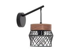 APPLIQUE KANEL E27 METAL NOIR/BOIS INSPIRE