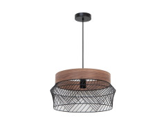 SUSPENSION KANEL E27 Diam. 45CM METAL NOIR/BOIS INSPIRE