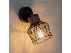 SPOT PATERE KANEL E27 METAL NOIR/BOIS INSPIRE