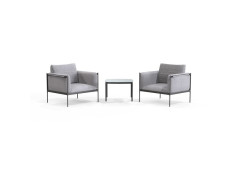 SALON BAS DE JARDIN ACIER NATERIAL LEVO 2 PERSONNE GRIS ANTHRACITE