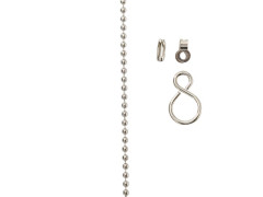 CHAINETTE ACIER ZINGUE BOULE D3.2MM LONGUEUR 0.6M + ACCESSOIRES STANDERS