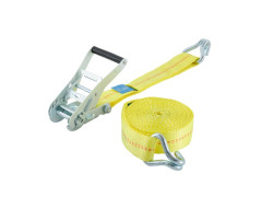 SANGLE À CLIQUET + CROCHET LARGEUR 50MM X LONGUEUR 6M JAUNE 2000 KG STANDERS