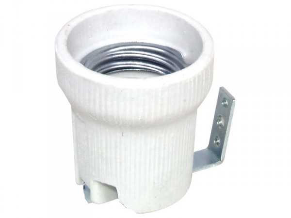 DOUILLE POUR AMPOULE E27 PORCELAINE A SUPPORT 2 TROUS