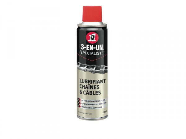 LUBRIFIANT CHAINE/CABLE AEROSOL 250ML 3 EN 1 TECHNIQUE
