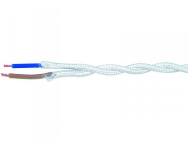 FIL DE LUMINAIRE RAYONNE TORSADE 2X0.5MM2 3 METRES BLANC
