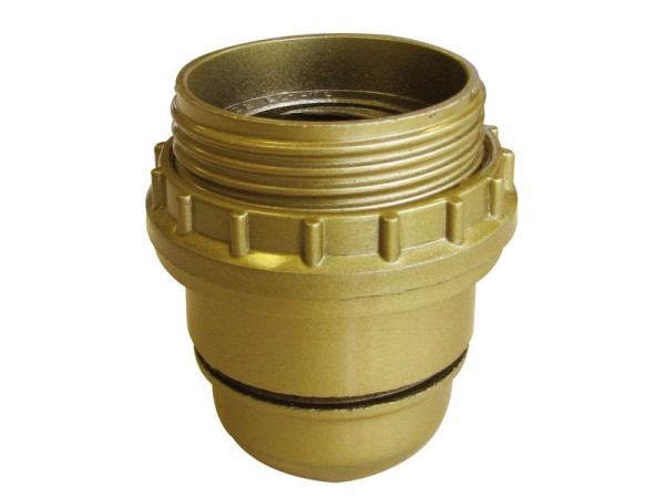 DOUILLE E27 ISOLE 1/2 FILETEE + BAGUE D48MM OR
