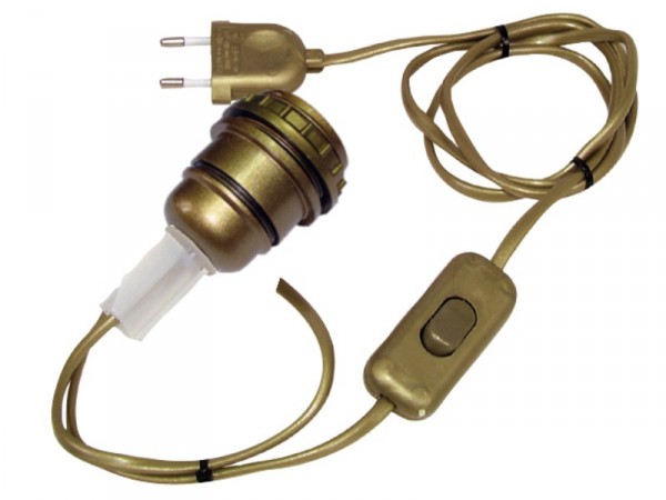 ADAPTATEUR BOUTEILLE 150W E27 + INTERRUPTEUR FIL/FICHE OR