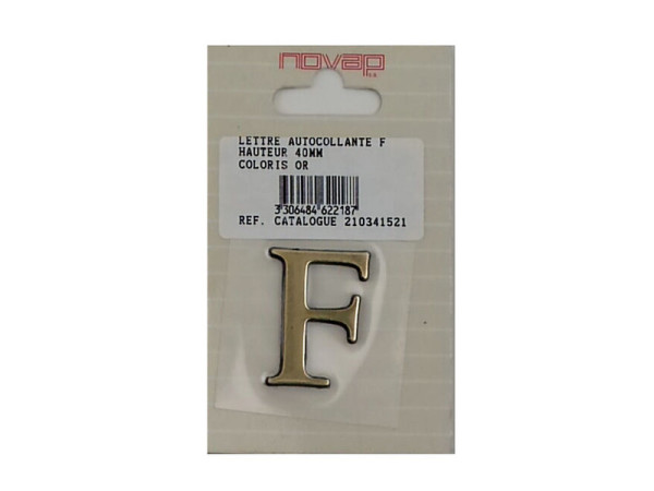 LETTRE F  AUTOCOLLANTE 40MM OR