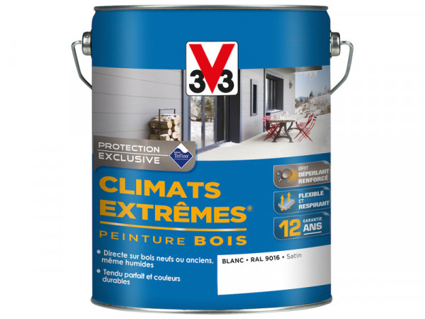 PEINTURE BOIS CLIMATS EXTREMES BLANC SATIN 5L
