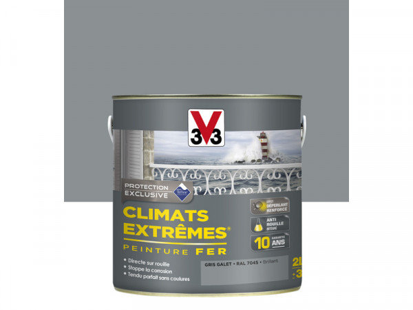 PEINTURE FER GRIS GALET BRILLANT CLIMATS EXTREMES 2L
