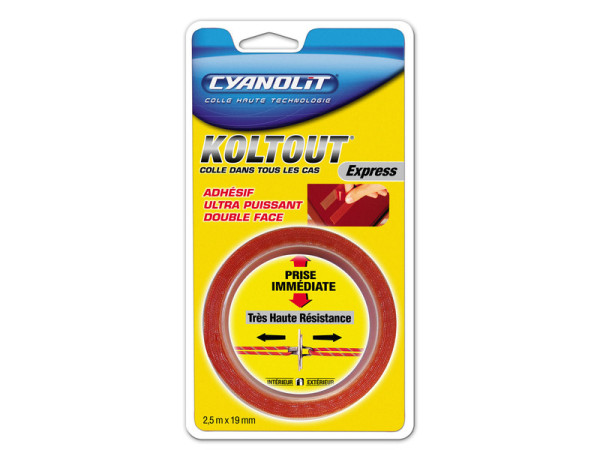 ADHESIF DOUBLE FACE KOLTOUT CYANOLIT 2M50x19MM
