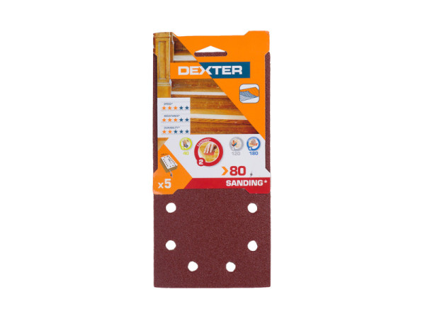 ABRASIF VIBRANTE 115X230MM GRAIN 80 LOT DE 5 DEXTER
