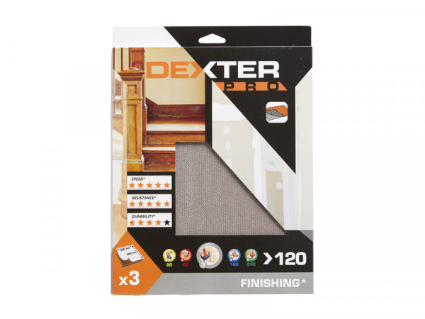 ABRASIF MAIN BOIS 230X280 GRAIN 120 DEXTER PRO 3 PCS