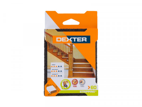 BLOC ABRASIF BOIS DOUBLE FACE 100X70 GRAIN 60 DEXTER 1 PC
